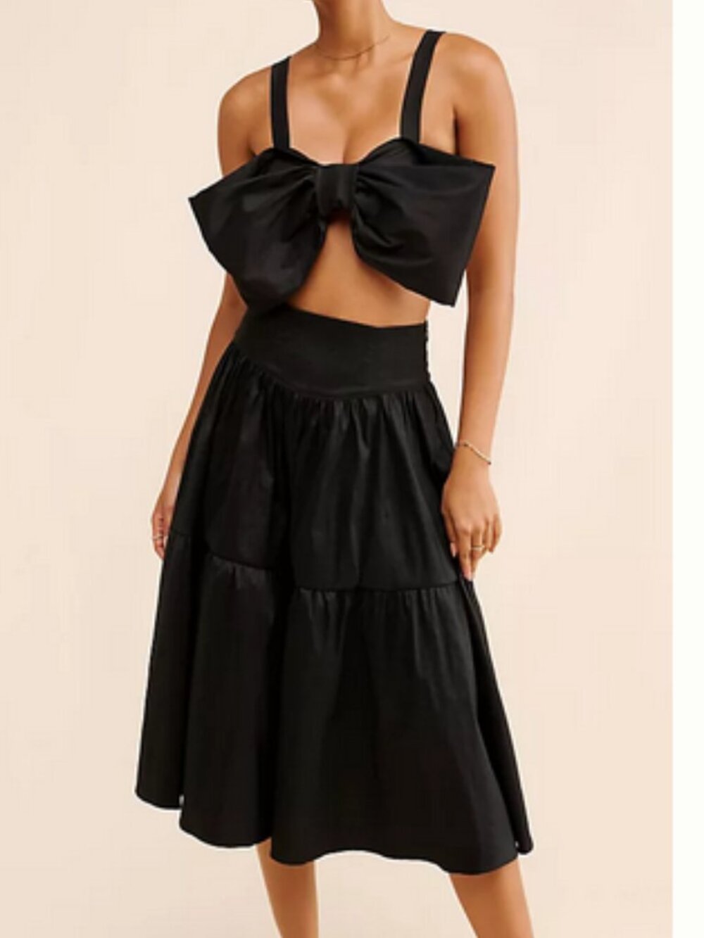 Anthropologie x Boyko Viv Black Bow Top Size Medium